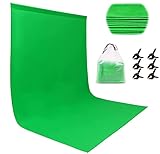 Miorkly Greenscreen 1,8×2,8m Fotohintergrund,Verdicken Grünes Tuch Background, Faltbare Green...