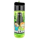 P:os 33171 - Trinkflasche für Kinder, ca. 540 ml, transparentes Design mit Minecraft Motiv und...