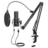 USB Gaming Mikrofon PC, TONOR Podcast Kondensator Microphone Kit Nierencharakteristik mit Arm...