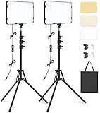 2 Packen LED Videolicht mit 63'' Stativständer, Obeamiu 2500-8500K Dimmbare Licht Fotografie...