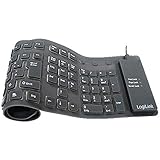 LogiLink ID0019A - flexible & wasserfeste Tastatur (QWERTZ) 109 Tasten, mit USB-PS/2 Adapter, Farbe:...