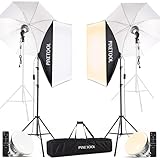 PIXETOOL Fotostudio Set – 2 Softbox Licht, 2 Durchlichtschirm, 2 LED Lampen 4800 Lumen 3000-6000K...