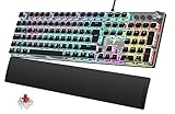 TECURS Mechanische Gaming Tastatur - QWERTZ Mechanical Keyboard mit Magnetische Handgelenkauflage,...