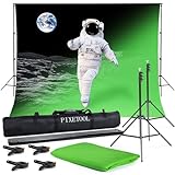 PIXETOOL Greenscreen (3 x 3 m) mit Ständer (2,6 x 3 m) - Fotohintergrund - Fotostudio Set - Green...