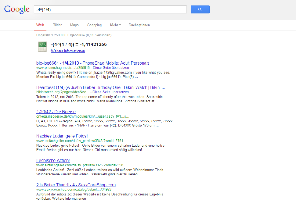 Google: Unmögliche Suchanfrage gibt Porno-Links zurück