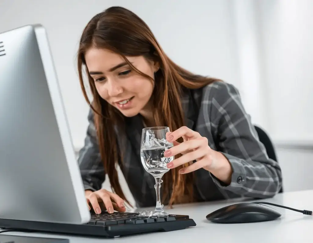 Frau schuettet Wasser ueber Tastatur – Was tun?